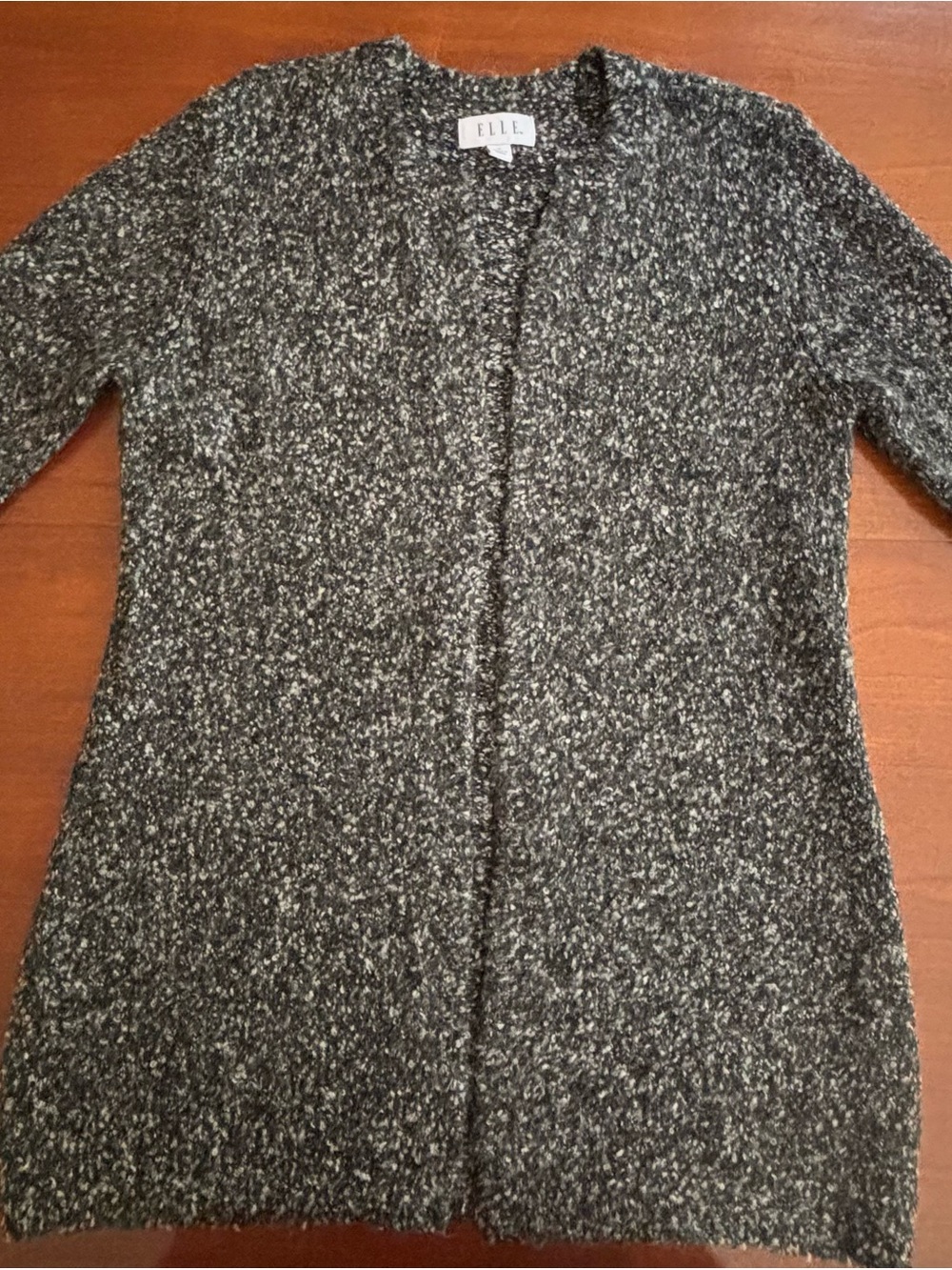 ELLE Black & White Marled Open-Front Cardigan